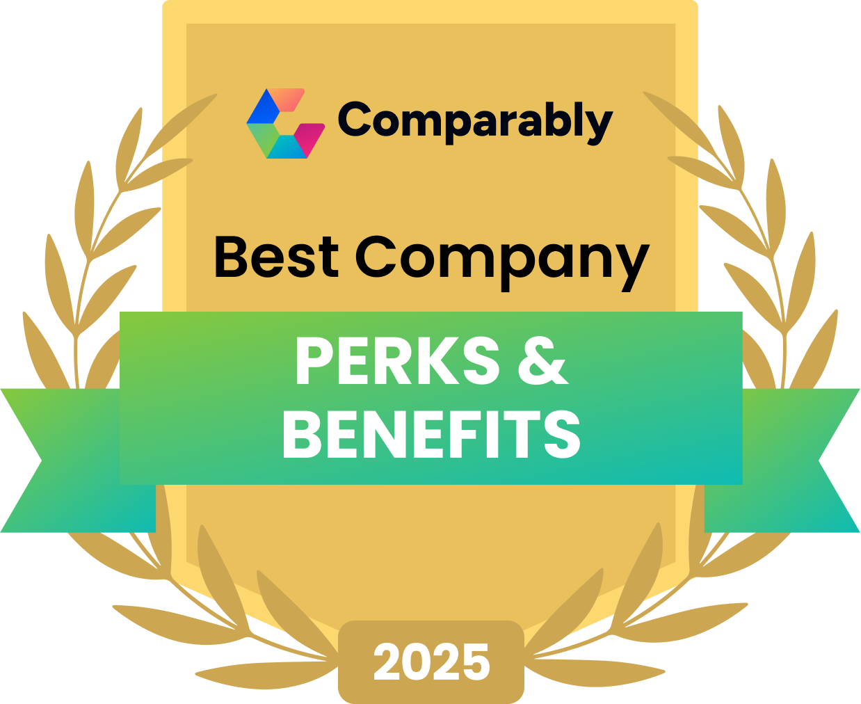 2025 Perks and Benefits award badge from Comparably